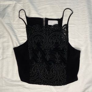 Kendall + Kylie Black Crop Blouse